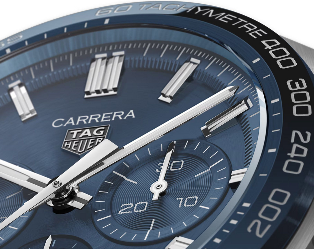 Tag Heuer Carrera Tachymeter Chronograph Blue Dial Metal Belt Watch For Men's