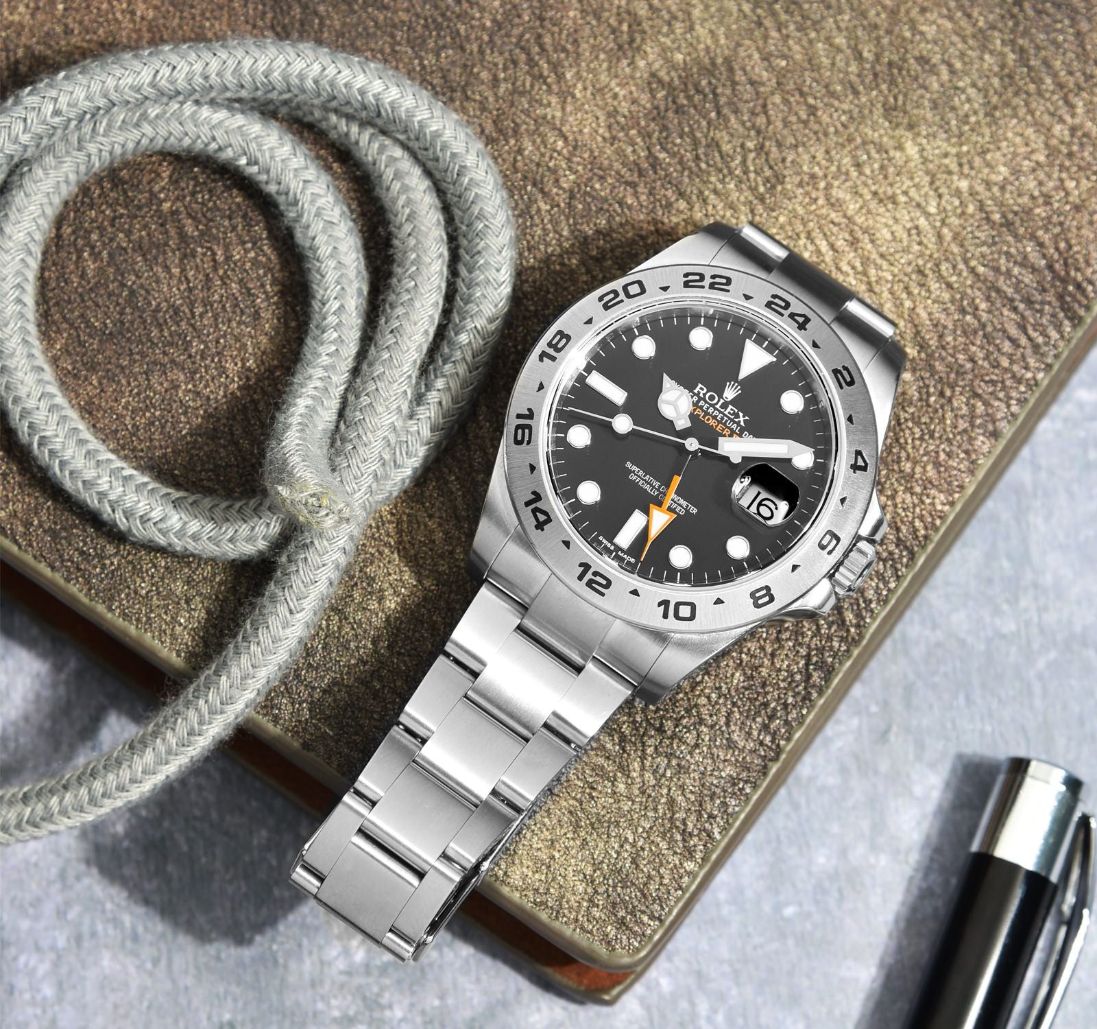 Rolex Explorer II Automatic Black Dial Metal Belt Men's Watch