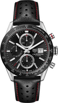 Tag Heuer Carrera Tachymeter Chronograph Black Dial Leather Belt Analog Men's Watch