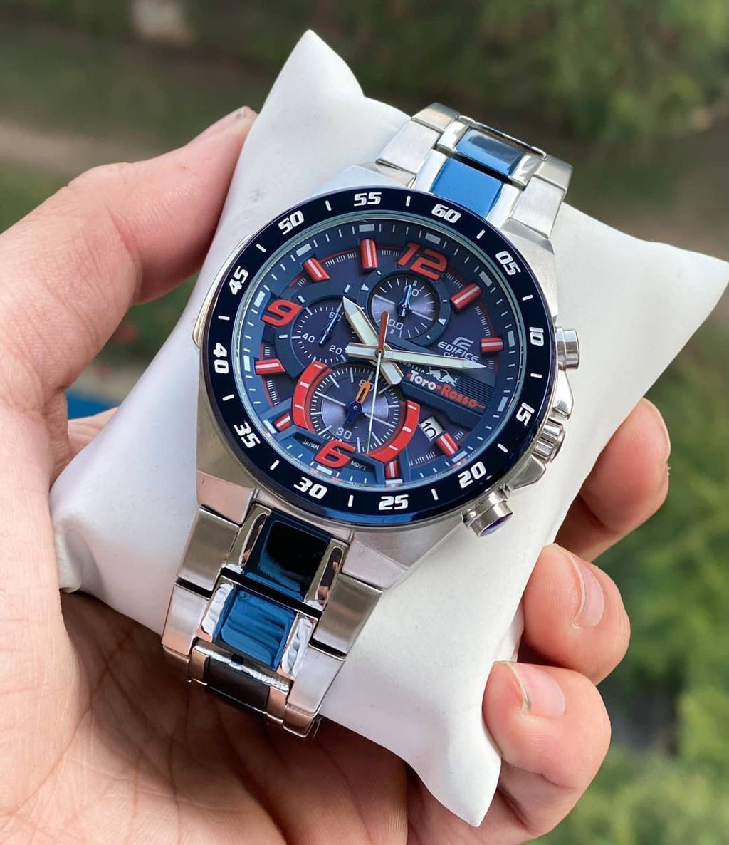 Casio Edifice Toro Rosso Blue Dial Limited Edition Metal Belt Men's Watch