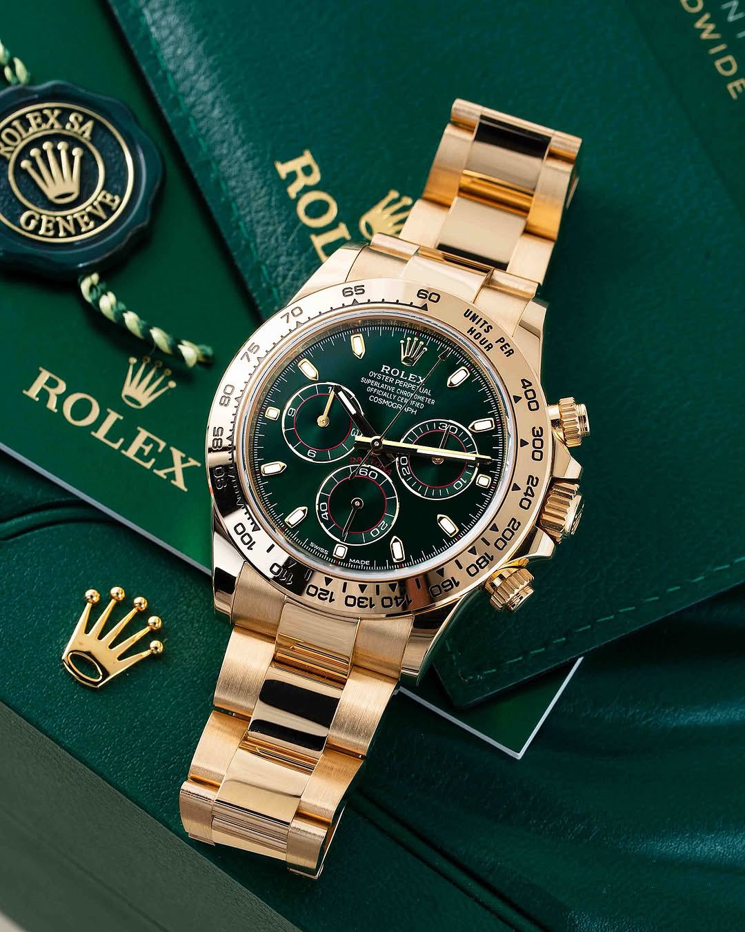 Rol ex Automatic Golden And Green Dial Analog Chronograph Round Men's Watch