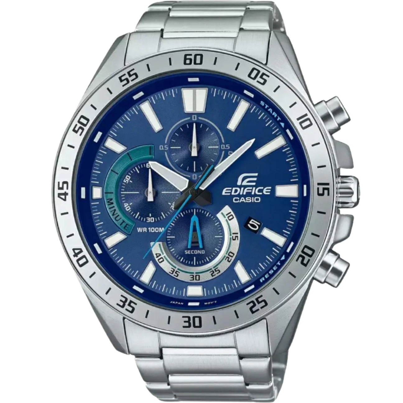 Casio Edifice Blue Chronograph Analog Metal Belt Men's Watch