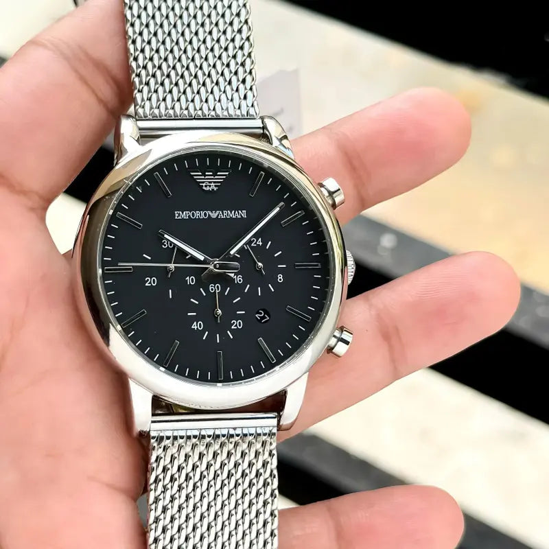 Emporio Armani AR1968 Luigi Chronograph SIlver Stainless Steel Watch for Men's