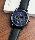 Armani Exchange Blue Dial Chronograph Leather Belt Men's Watch