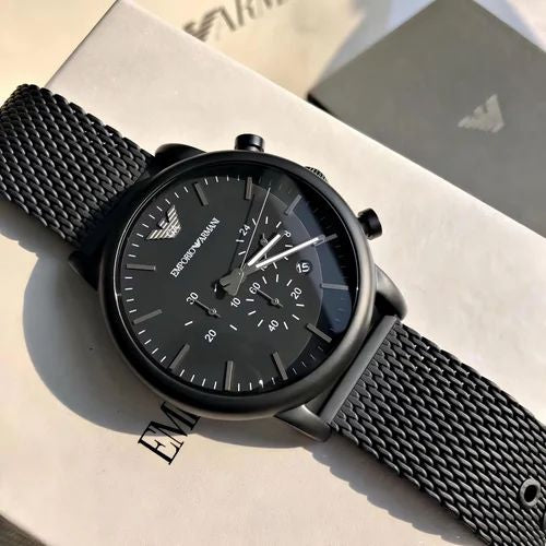 Emporio Armani AR1968 Luigi Black Dial Chronograph Stainless Steel Watch for Men's