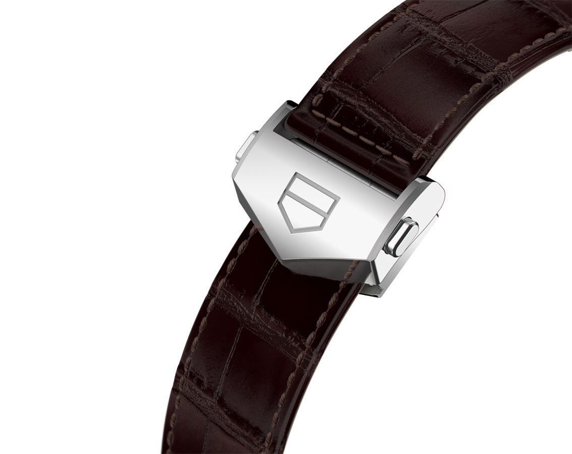 Tag Heuer Carrera Chronograph White Dial Brown Leather Strap Watch for Men