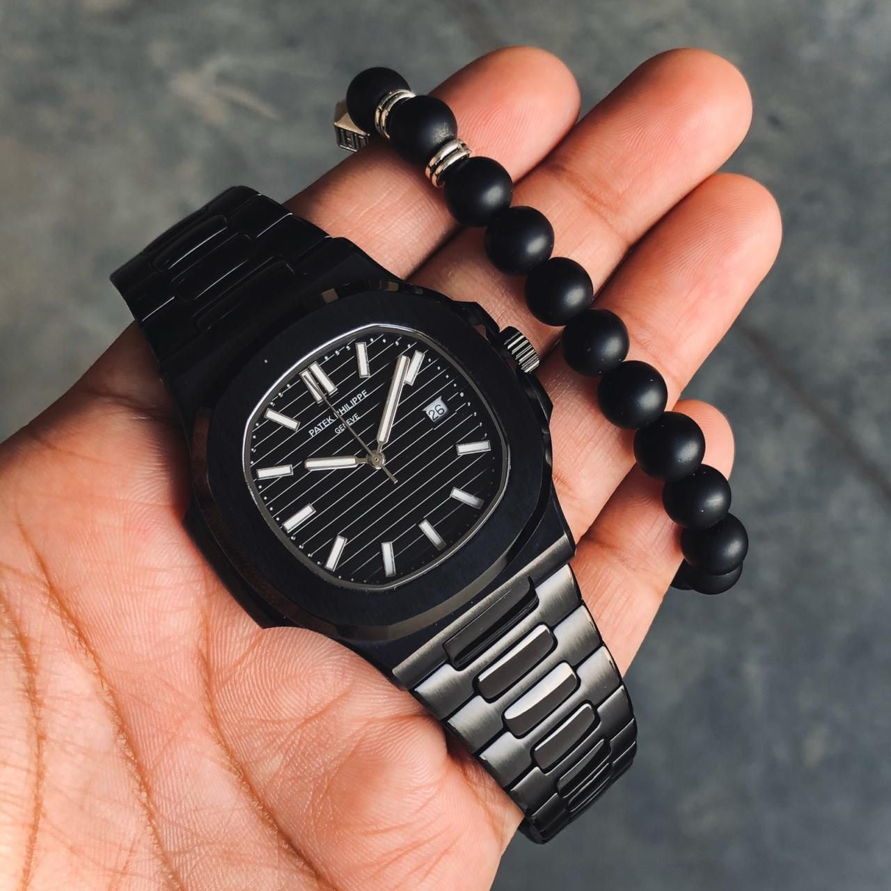 Patek Philippe Black Dial Metal Belt Quartz Men's Watch