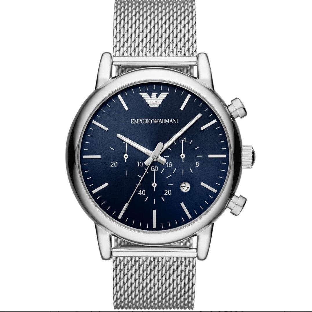 Emporio Armani AR1968 Luigi Blue Dial Chronograph Stainless Steel Watch for Men's
