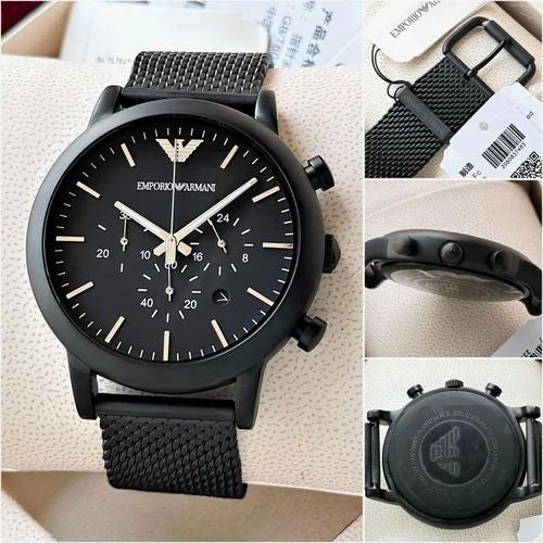 Emporio Armani AR1968 Luigi Black Dial Chronograph Stainless Steel Watch for Men's