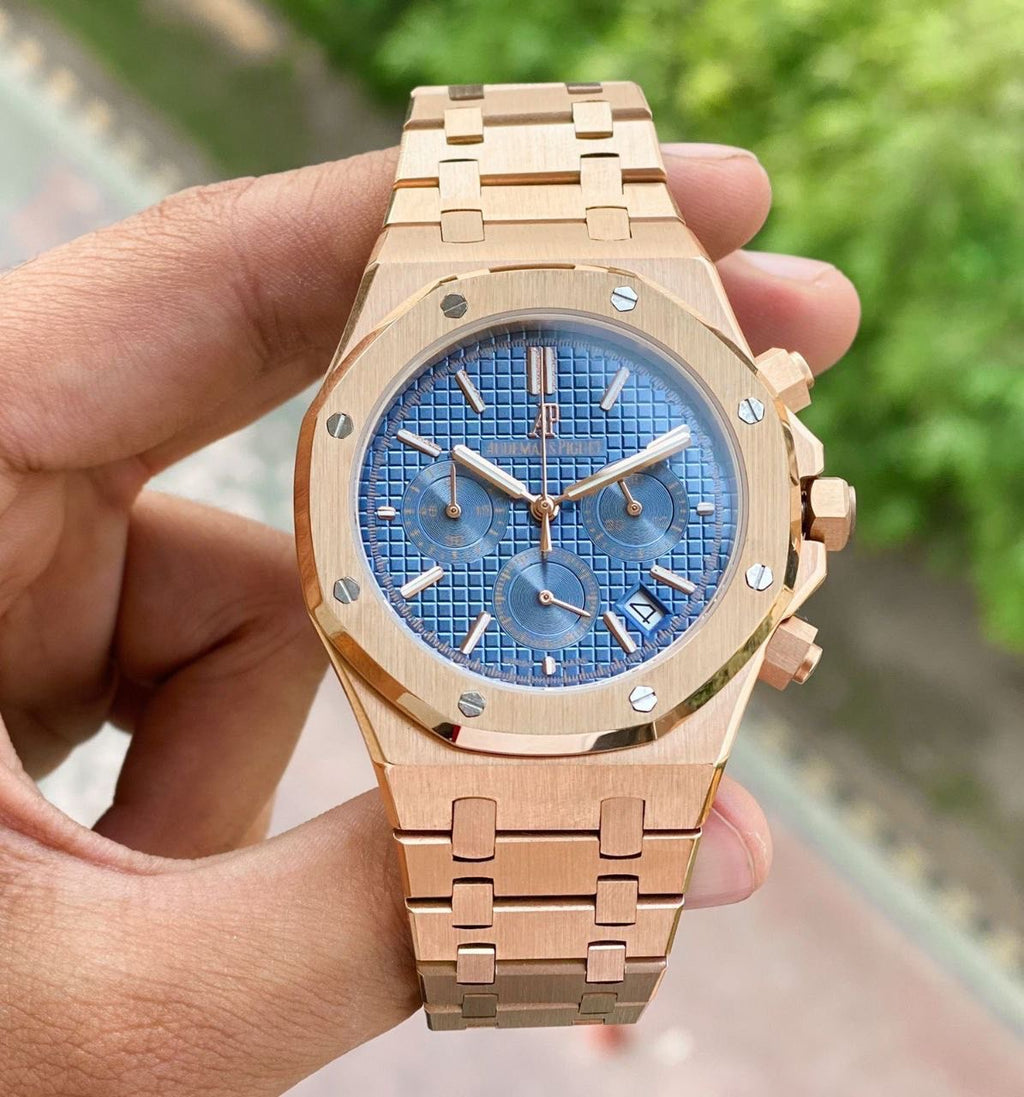 Audemars Piguet Chronograph Sky Blue Dial Metal Belt For Men's watch
