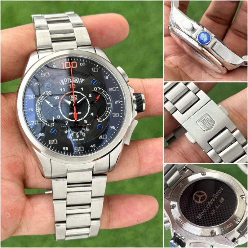 Tag Heuer Black Dial Mercedes Metal Belt Men's Watch