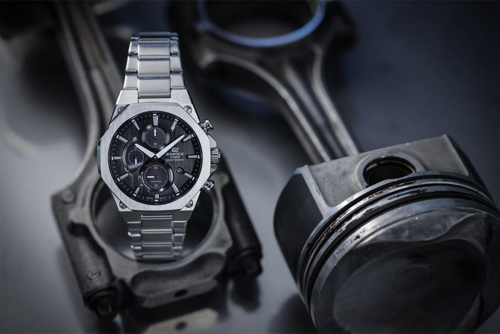 Casio Edifice Chronograph Black Dial Metal Belt Watch For Men's
