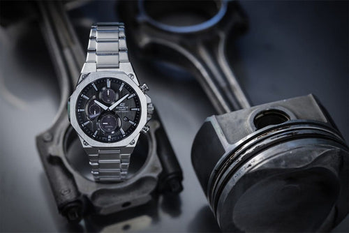 Casio Edifice Chronograph Black Dial Metal Belt Watch For Men's