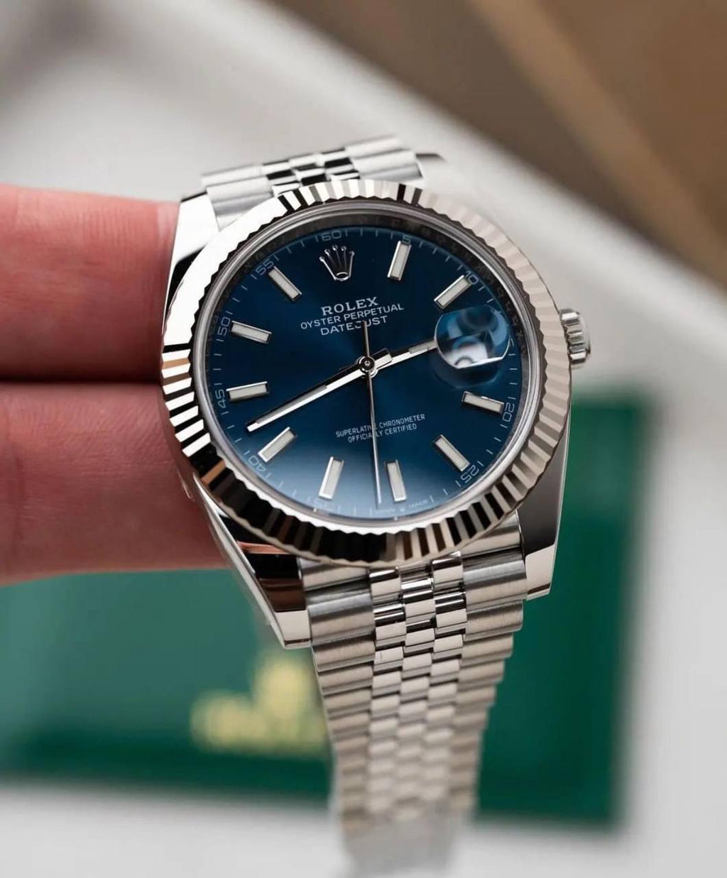 Rolex Datejust Automatic Blue Dial Metal Belt Watch For Men's