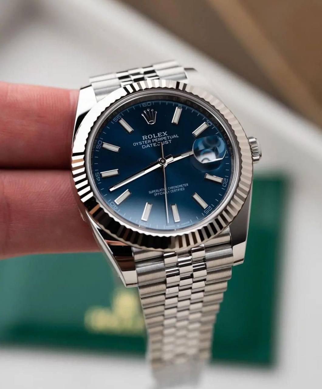 Rolex Datejust Automatic Blue Dial Metal Belt Watch For Men's