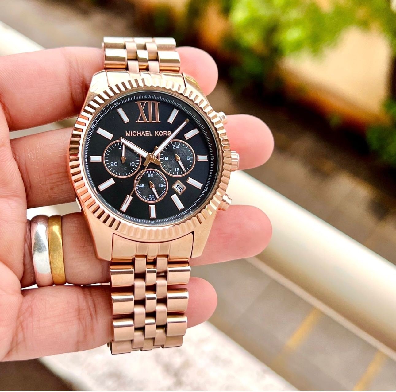 Michael kors Lexington Black Dial Chronograph Watch for Men's