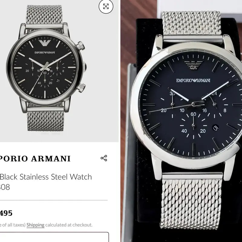 Emporio Armani AR1968 Luigi Chronograph SIlver Stainless Steel Watch for Men's