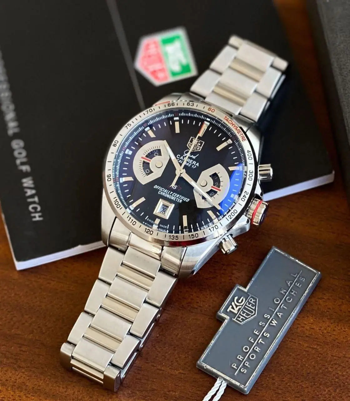 Tag Heuer Grand Carrera Calibre 17 Chronograph Black Dial Metal Belt Men's Watch