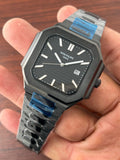 Patek Philippe Square Black Dial Metal Belt Quartz Men's Watch