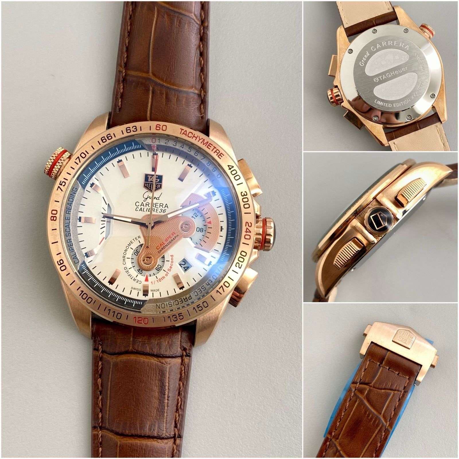 Tag Heuer Carrera Calibre Chronograph White Dial Leather Belt Men's Watch
