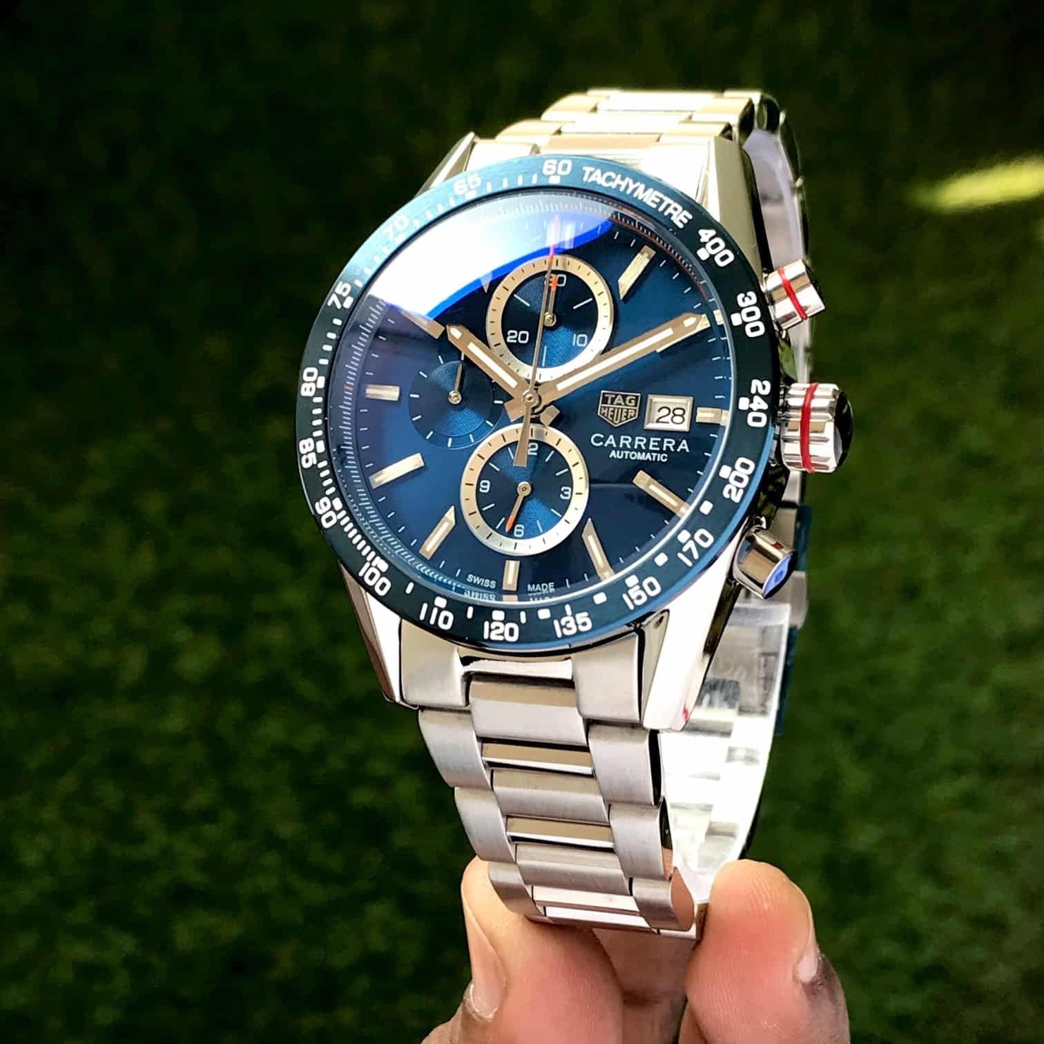 Tag Heuer Carrera Chronograph Blue Dial Metal Belt Watch For Men's