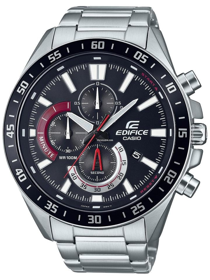 Casio Edifice Black And Red Chronograph Analog Metal Belt Men's Watch