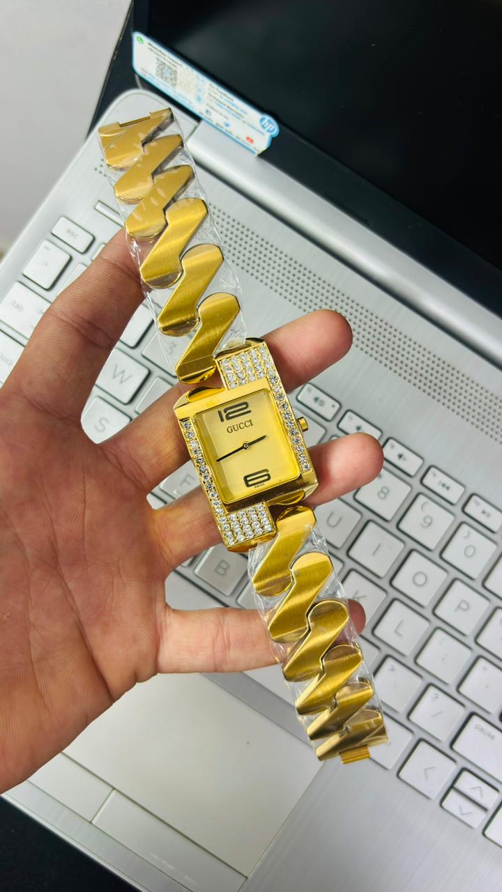 G-u-c-c-i Chemin Des Tourelles Gold Dial Watch For Men's