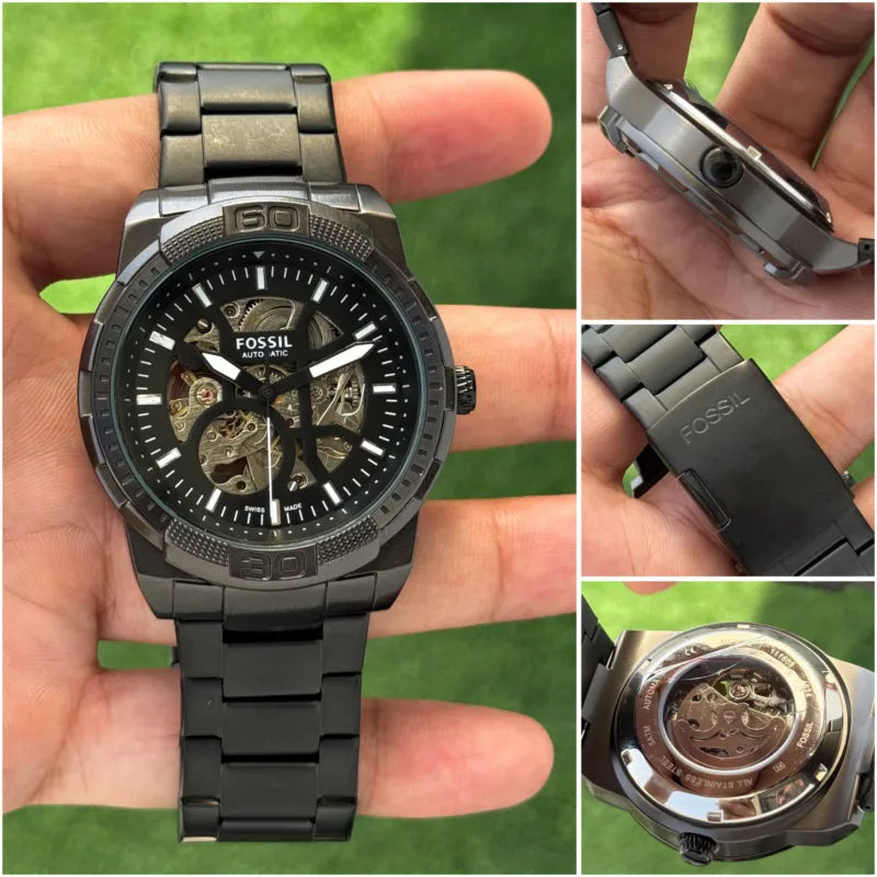 Fossil Bronson Automatic Black Skeleton Dial Men's Watch