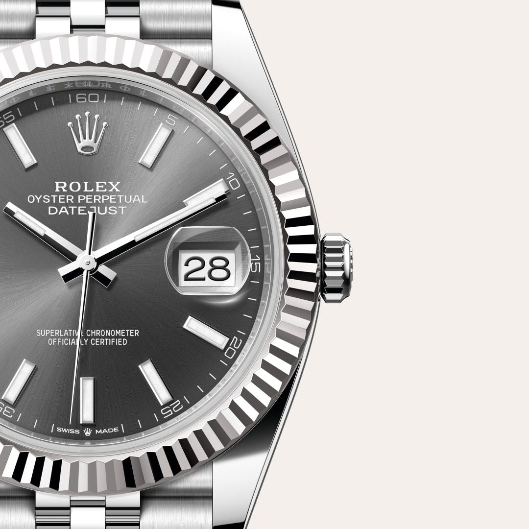Rolex Datejust Automatic Grey Dial Metal Belt Watch For Men's