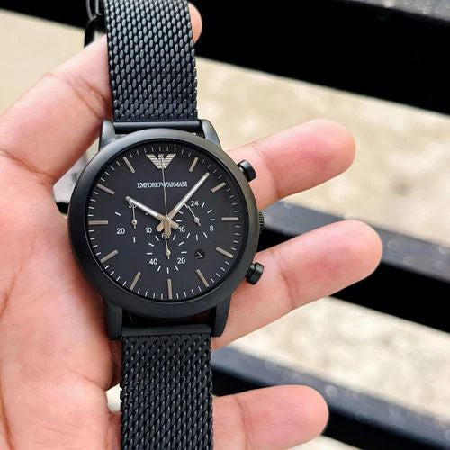 Emporio Armani AR1968 Luigi Black Dial Chronograph Stainless Steel Watch for Men's