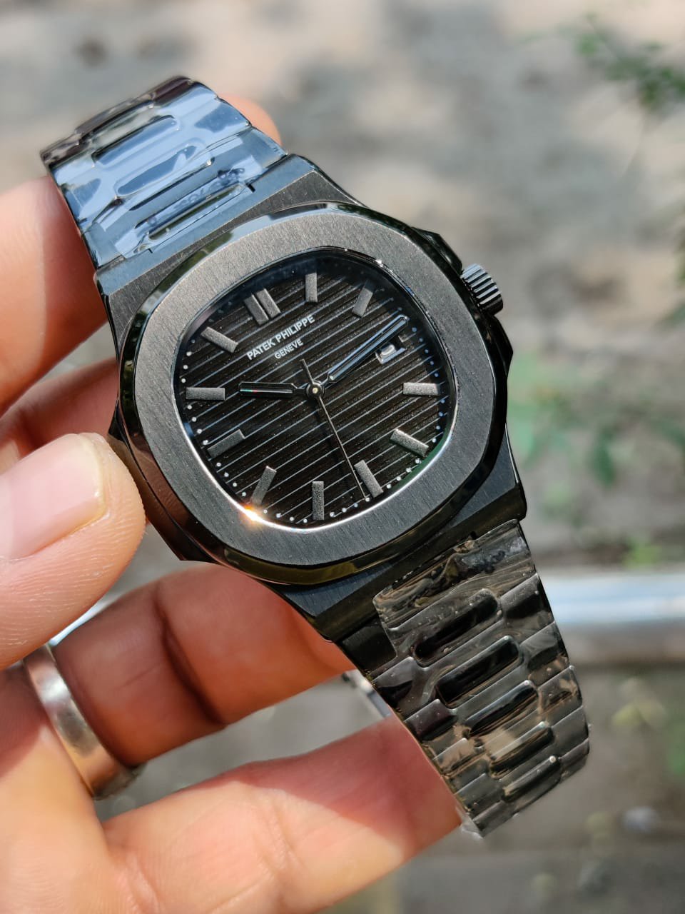 Patek Philippe Black Dial Metal Belt Quartz Men's Watch