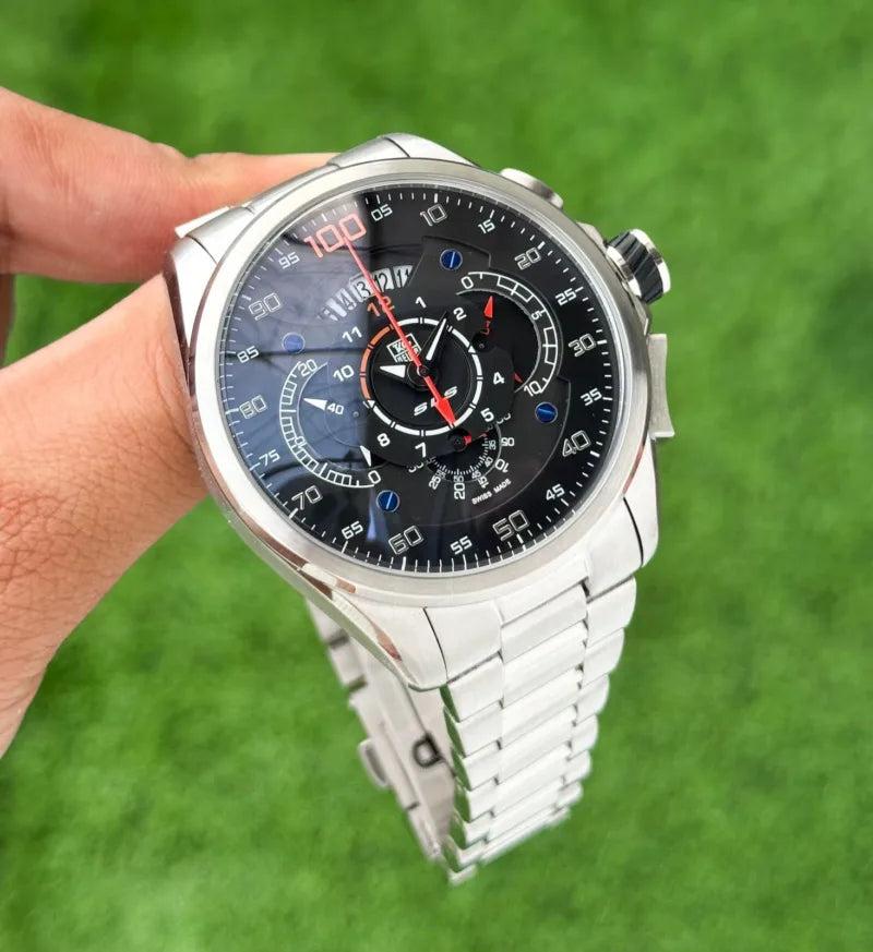 Tag Heuer Black Dial Mercedes Metal Belt Men's Watch