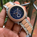 Fossil FS5037 Chronograph Blue Dial Two-tone Metal Belt Men's Watch