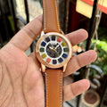 Fossil Multicolour Skeleton Grant White Dial Leather Belt Men's Watch