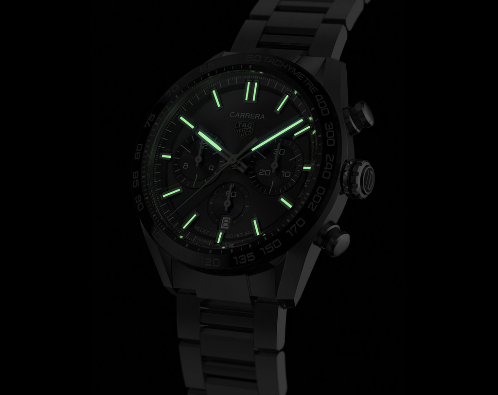 Tag Heuer Carrera Tachymeter Chronograph Black Dial Metal Belt Watch For Men's
