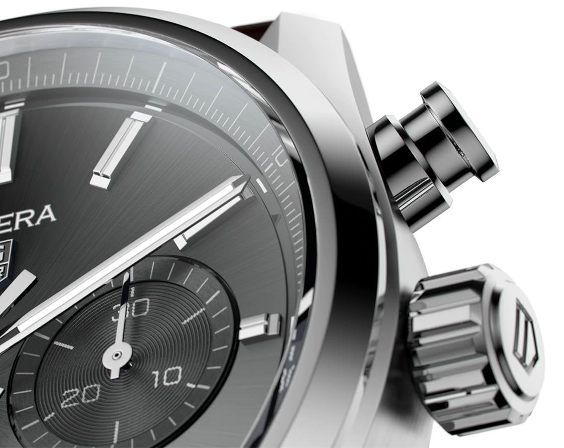 Tag Heuer Carrera Chronograph Grey Dial Brown Leather Strap Watch for Men