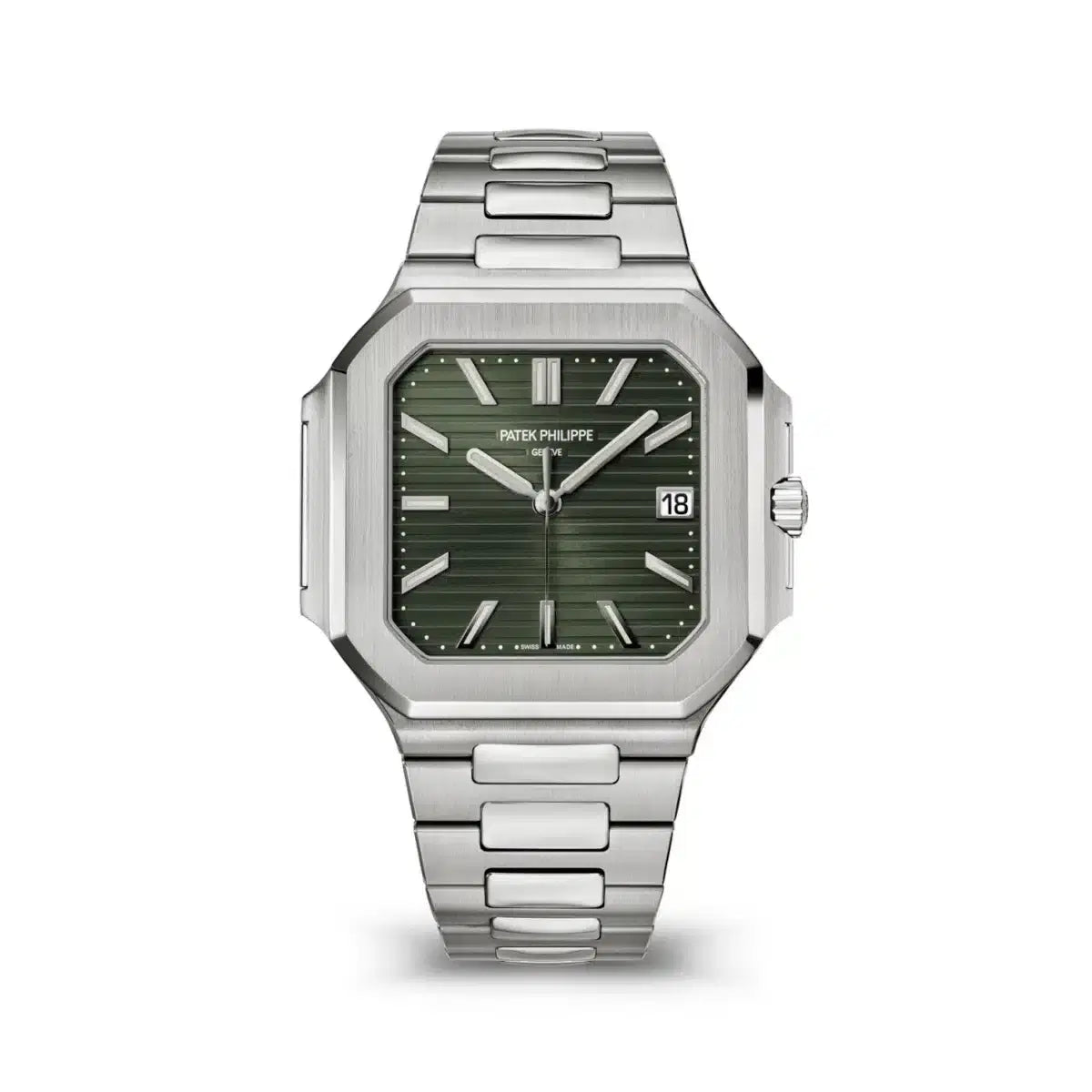 Patek Philippe Square Green Dial Silver Metal Belt Quartz Men's Watch