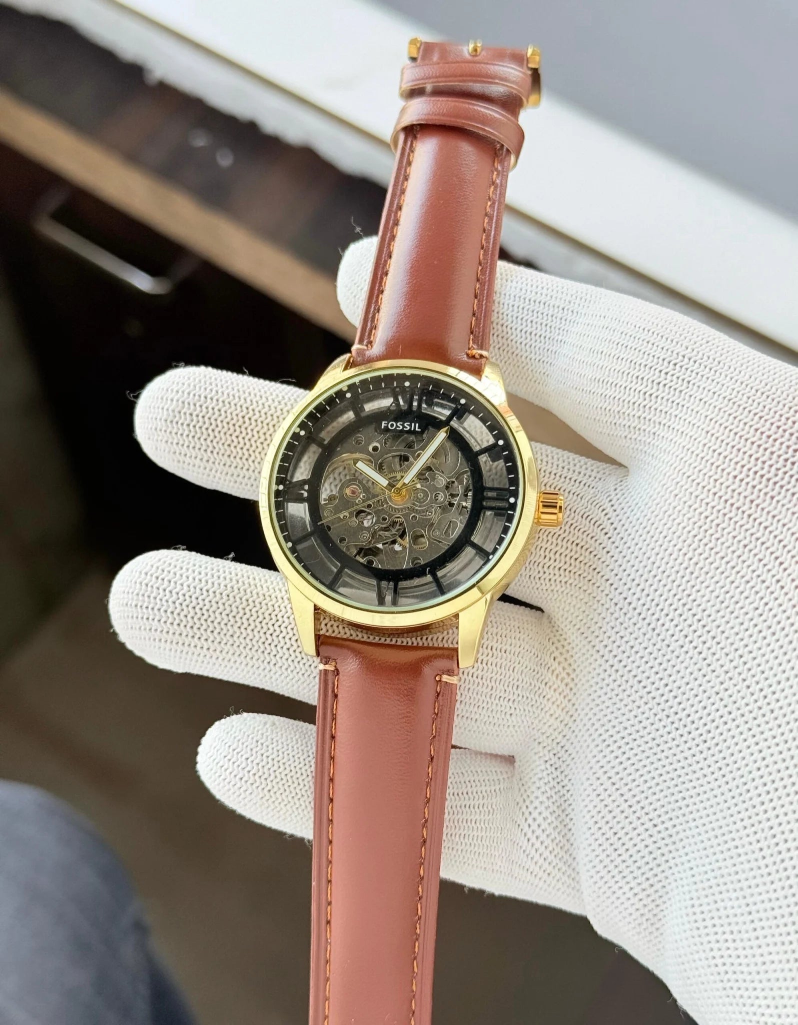 Fossil Townsman Automatic Brown Leather Men's Watch