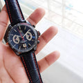 Ta-g Heu-er Grand Carrera Calibre 17 RS2 Black Dial Leather Belt Men's Watch
