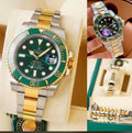 Rolex Submariner Automatic Green Dial Metal Belt Watch For Men's