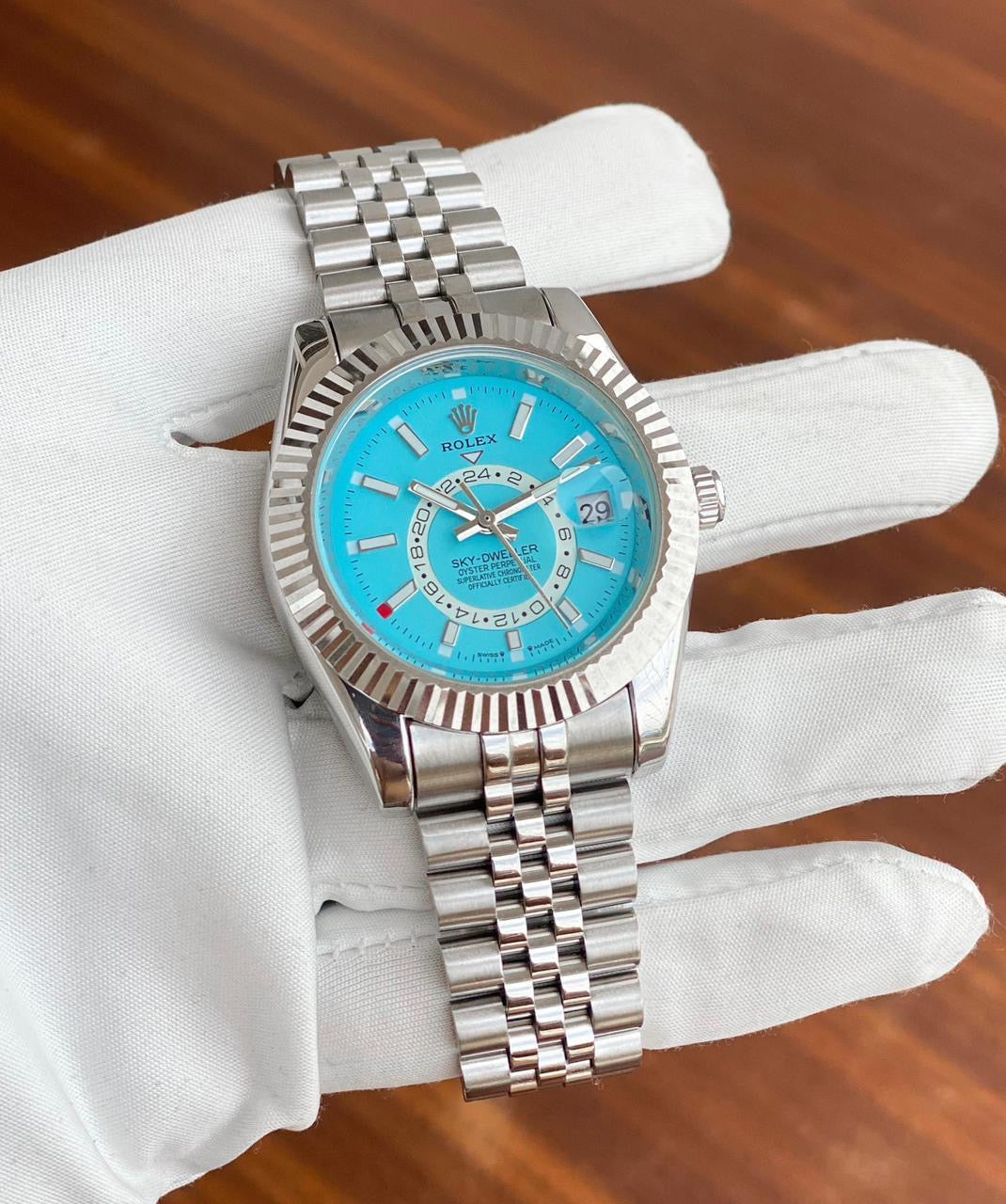 Rolex Sky-Dweller Automatic Sky Blue Dial Metal Belt Men's Watch