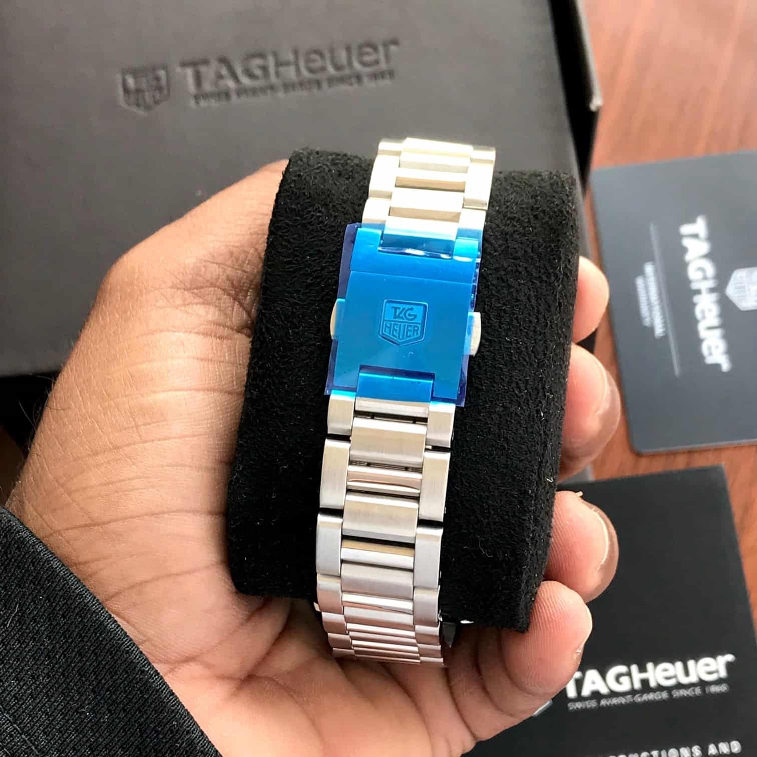 Tag Heuer Carrera Chronograph Blue Dial Metal Belt Watch For Men's
