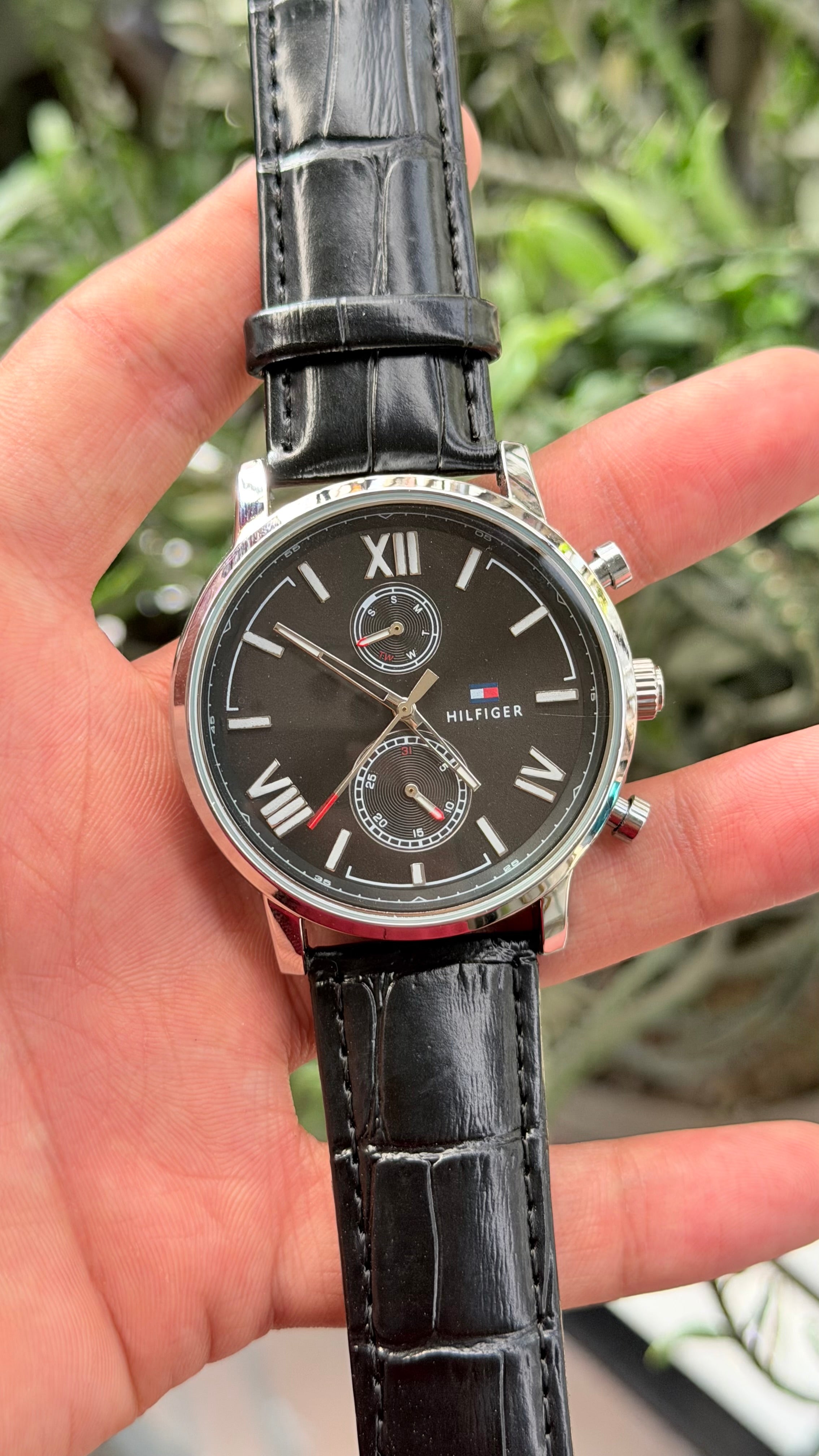 Tommy Hilfiger Quartz Leather Strap Black Dial Men’s Watch
