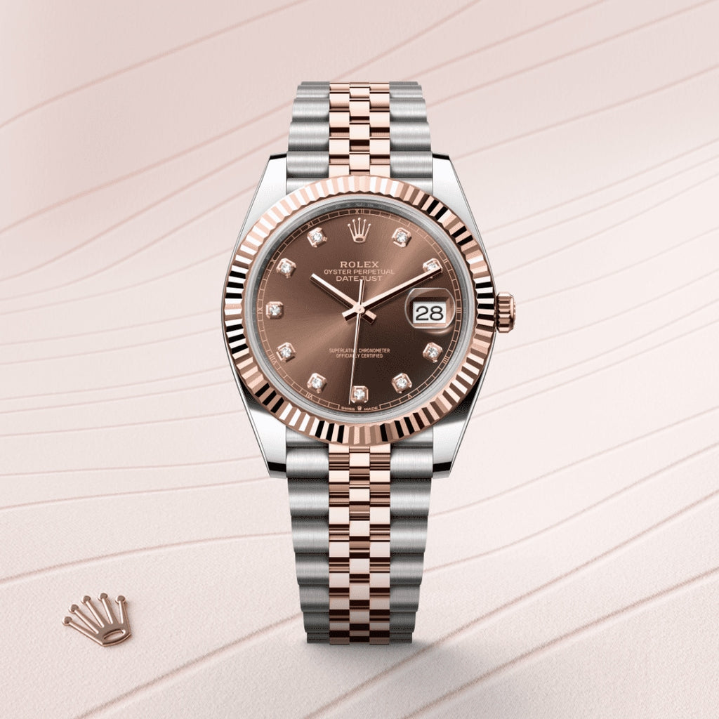 Rolex Datejust Automatic Brown Dial Metal Belt Watch For Men's