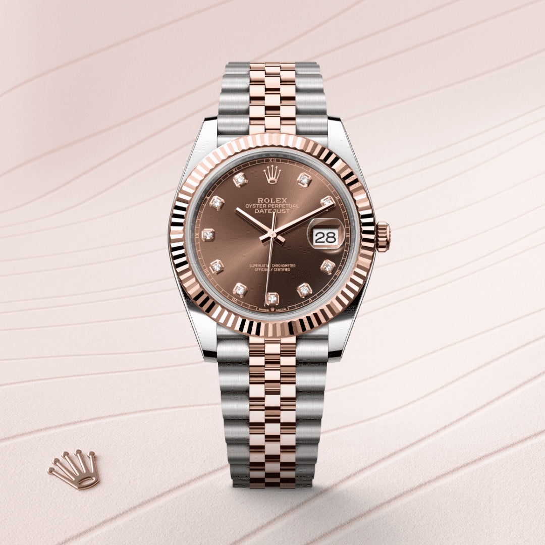 Rolex Datejust Automatic Brown Dial Metal Belt Watch For Men's
