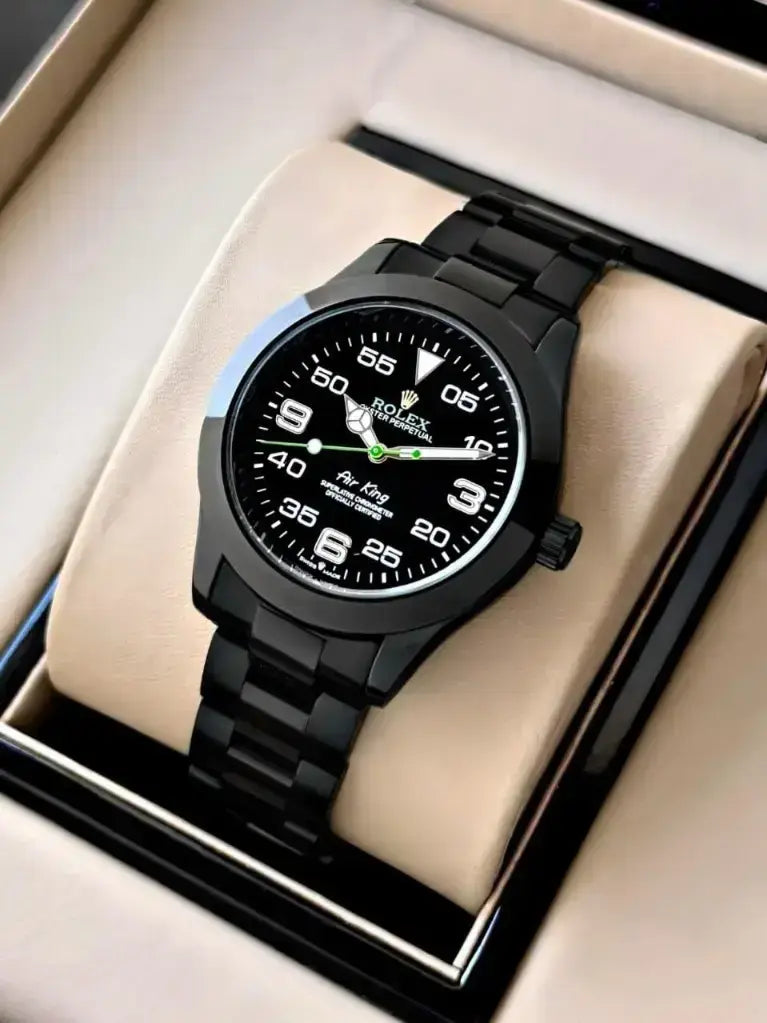 Rolex Air-King Black Dial Metal Belt Men's Watch