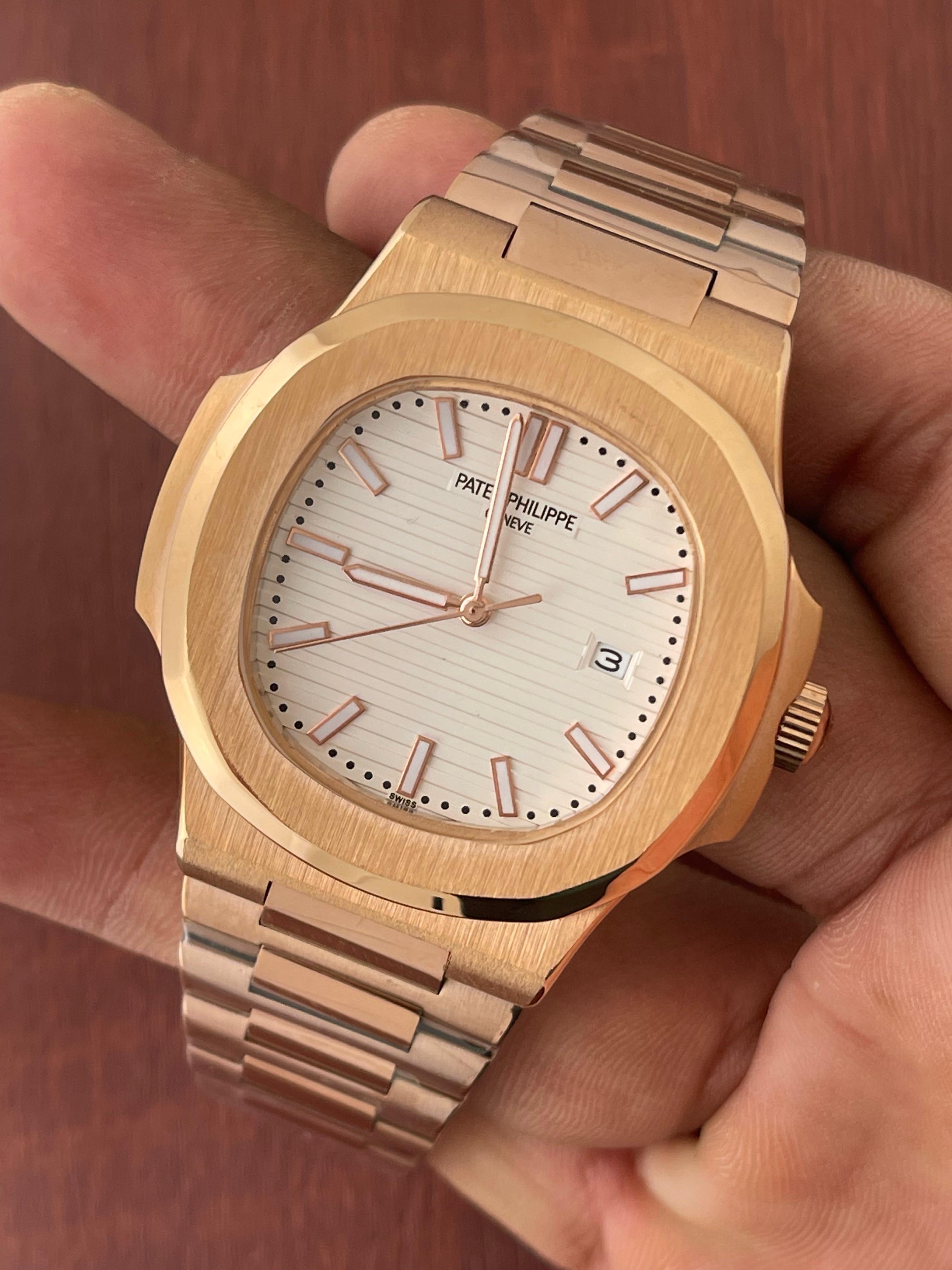 Patek Philippe White Dial Rose Gold Metal Belt Quartz Men's Watch