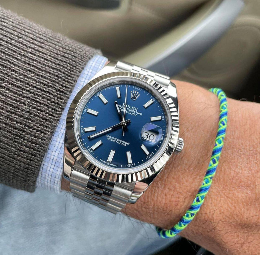 Rolex Datejust Automatic Blue Dial Metal Belt Watch For Men's