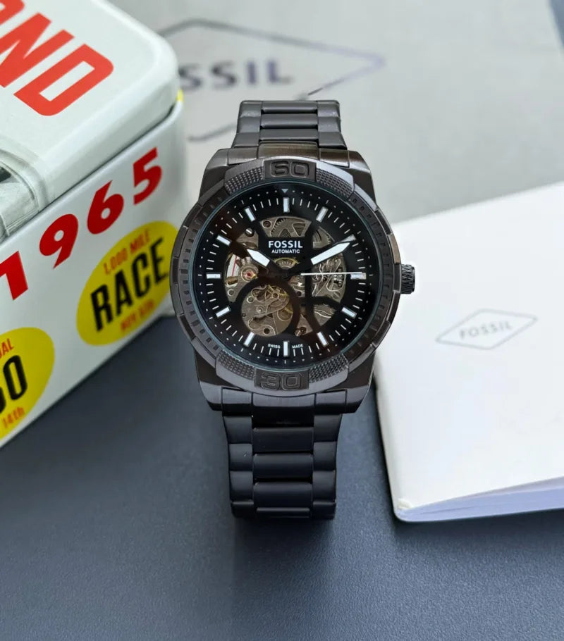 Fossil Bronson Automatic Black Skeleton Dial Men's Watch