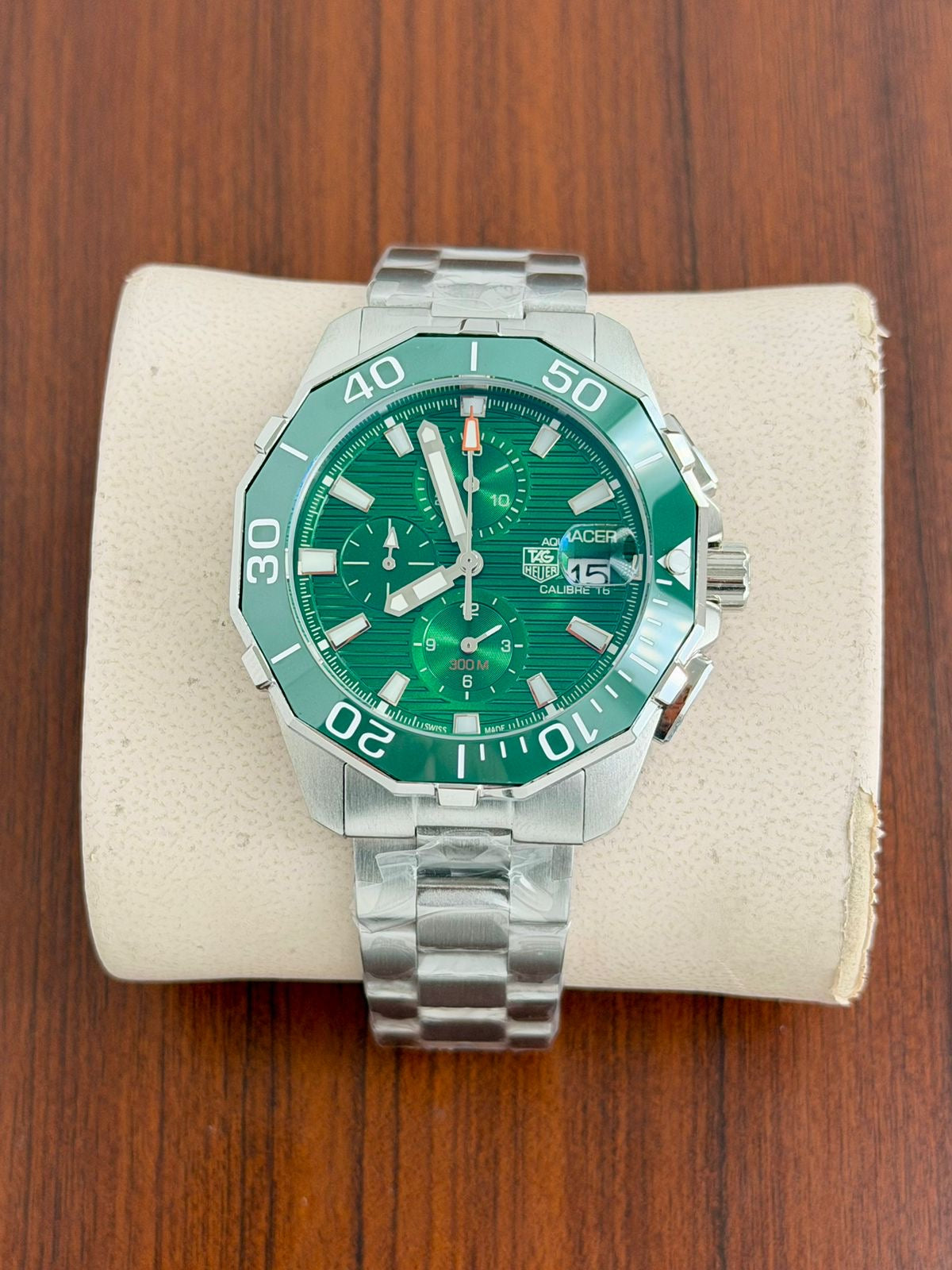 Tag Heuer Aquaracer Chronograph Green Dial Metal Belt Men's Watch
